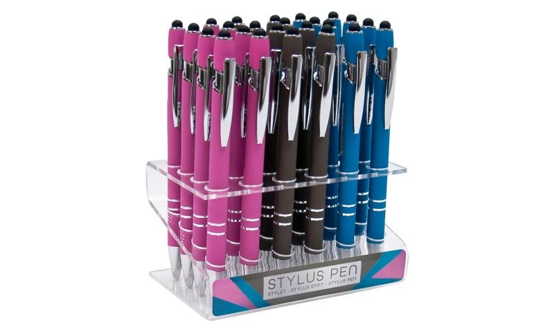 BALPEN Stylus, 1st, clip, inkt:blauw, roze/zwart/blauw, assortiment, soft grip