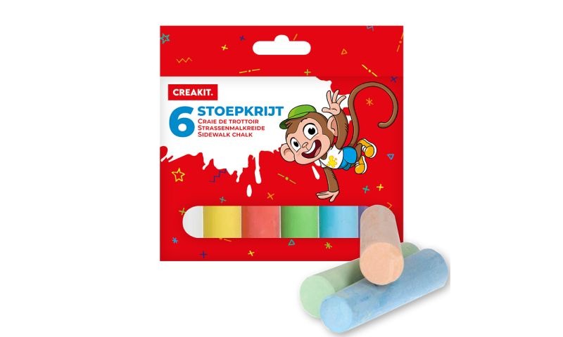 TUINSPEELGOED stoepkrijt, 6 verschillende kleuren, 10.5 cm
