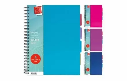 SCHRIFT 1st, Projectboek, A4, 200 vel, wit, 4 verplaatsb. tabs, 23 rings, roze/paars/blauw, assortiment