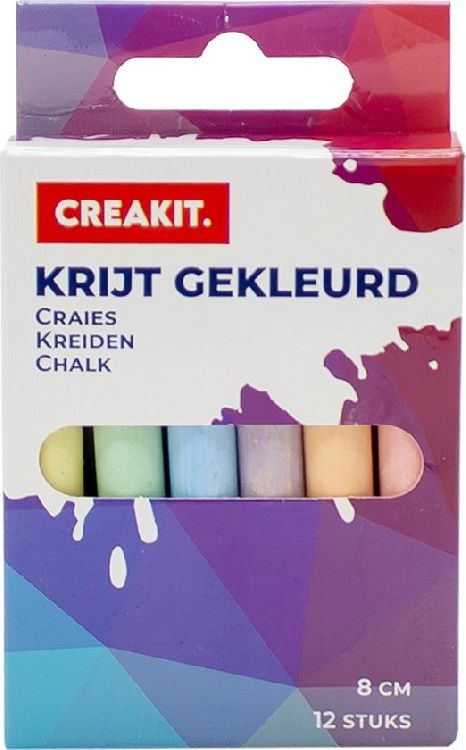 KRIJT gekleurd, 12st, verschillende kleuren, 8cm