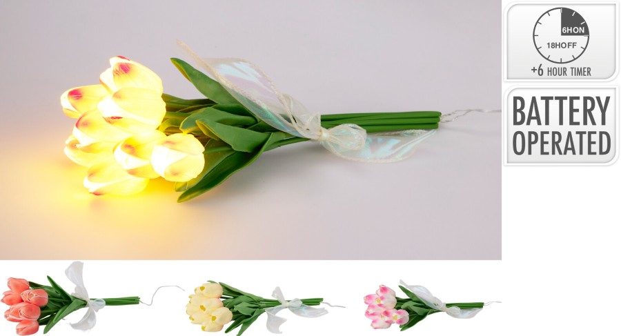 Verlichting tulpenboeket, H 31 cm