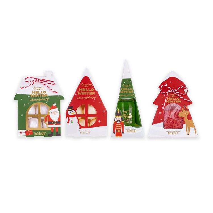 GADGET 1st, Hello Winter, Bath Collection, assortiment, groen huis/rood huis/groene boom/rode boom