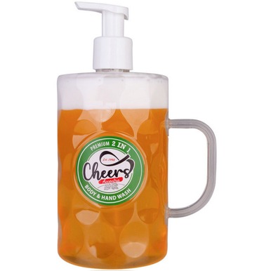 HANDZEEP Cheers, 2in1 handzeep & bodywash, bierglas, geur: ceder en birch