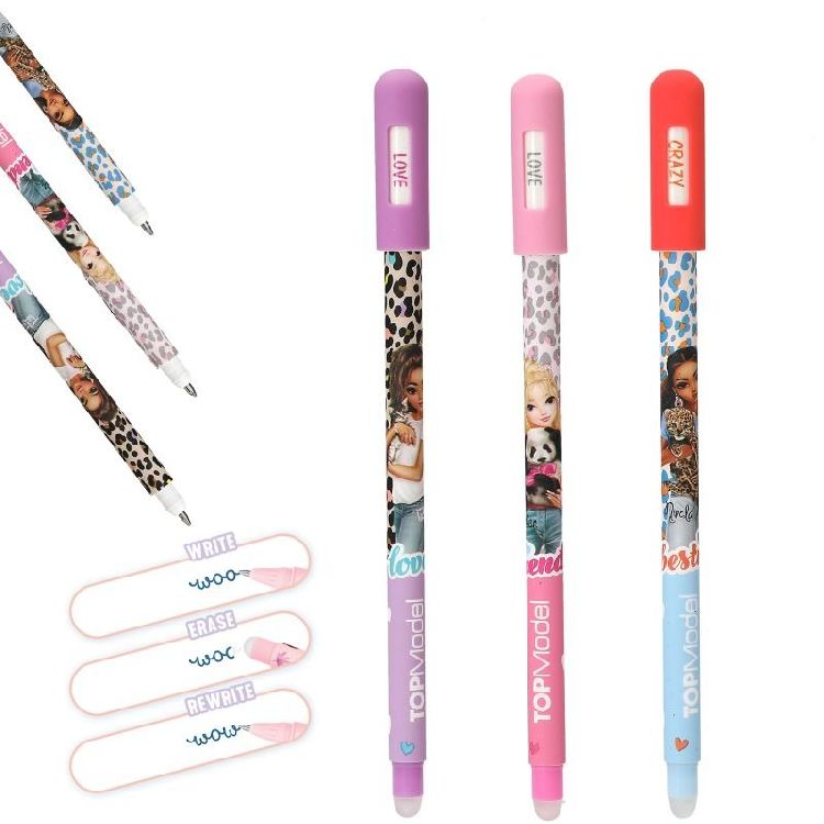 BALPEN Topmodel, Uitgumbare Mood gelpen, paars/roze/blauw, assortiment, aanpasbare tekst in dop