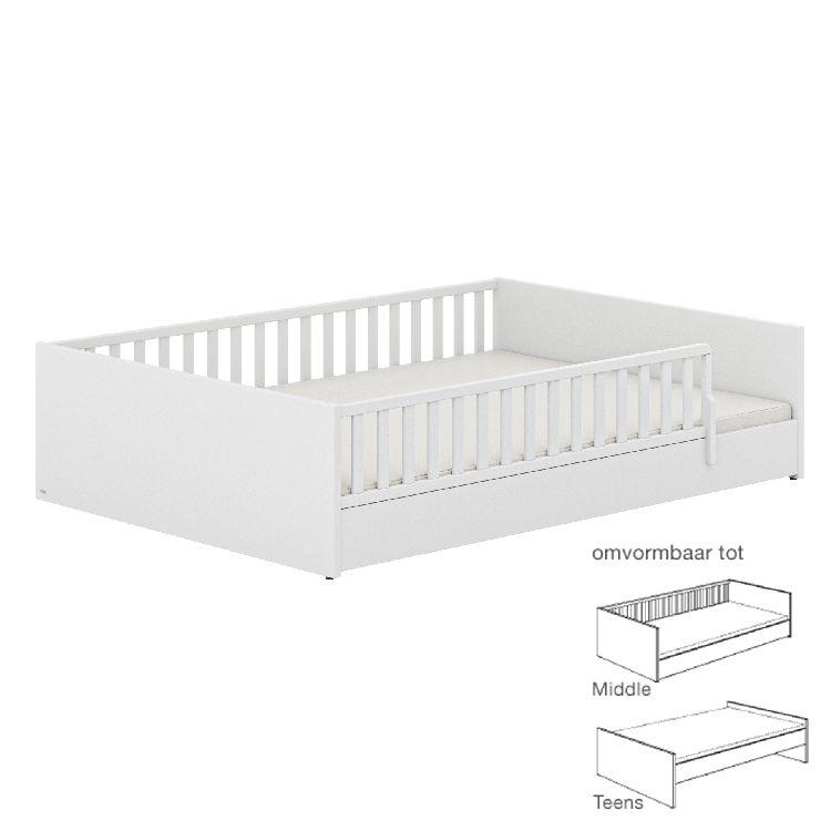 Bed PAIDI, Little Flo chalk white 140x200, tweepersoonsbed