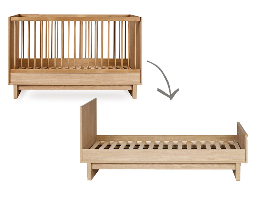Bed Quax, Kyo Honey Ash, Kyo Honey Ash 70x140 omvb, babybed omvormbaar tot juniorbed