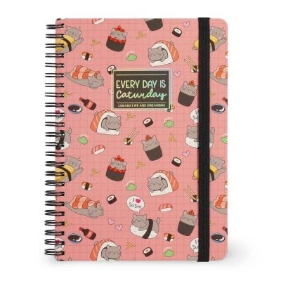 Schrift Legami Spiral Notebook Large, notitieboek, A5 | Sushi Cat