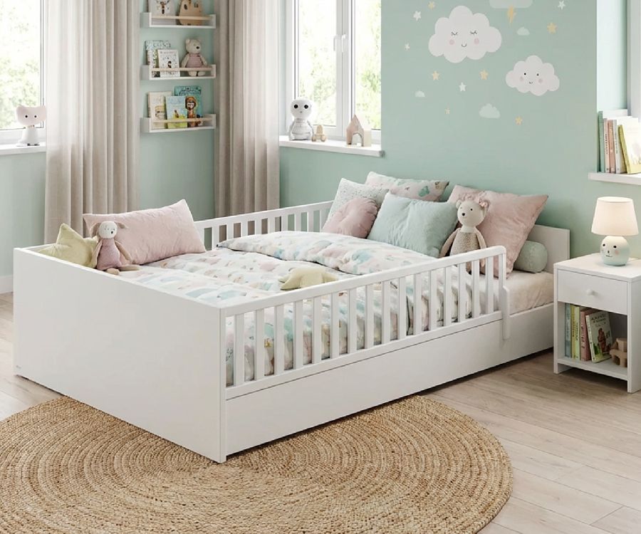 Bed PAIDI, Little Flo chalk white 140x200, tweepersoonsbed