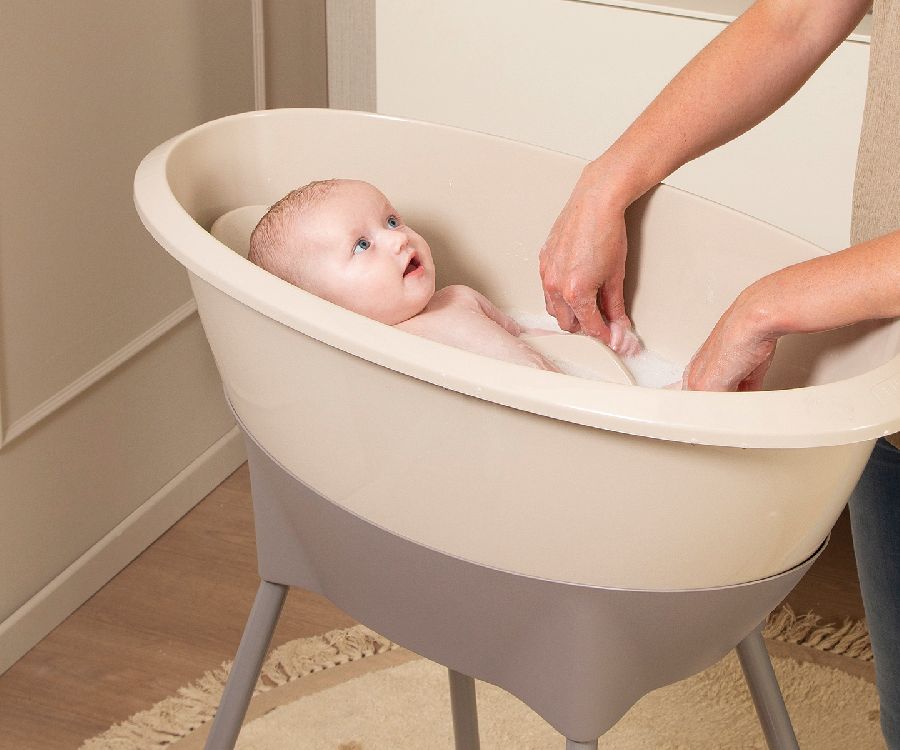 Badstaander Luma Bath stand, geschikt voor Luma Baby bath | Almond/Ice Blue