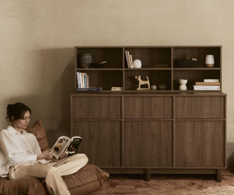 Opzetstuk Top Storage, Kyo Walnut XL, walnut voor Kyo Walnut commode Quax Kamer opzetstuk