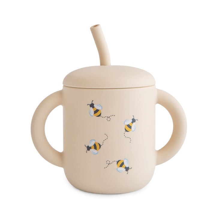 Drinkbeker Mushie Training cup+ straw