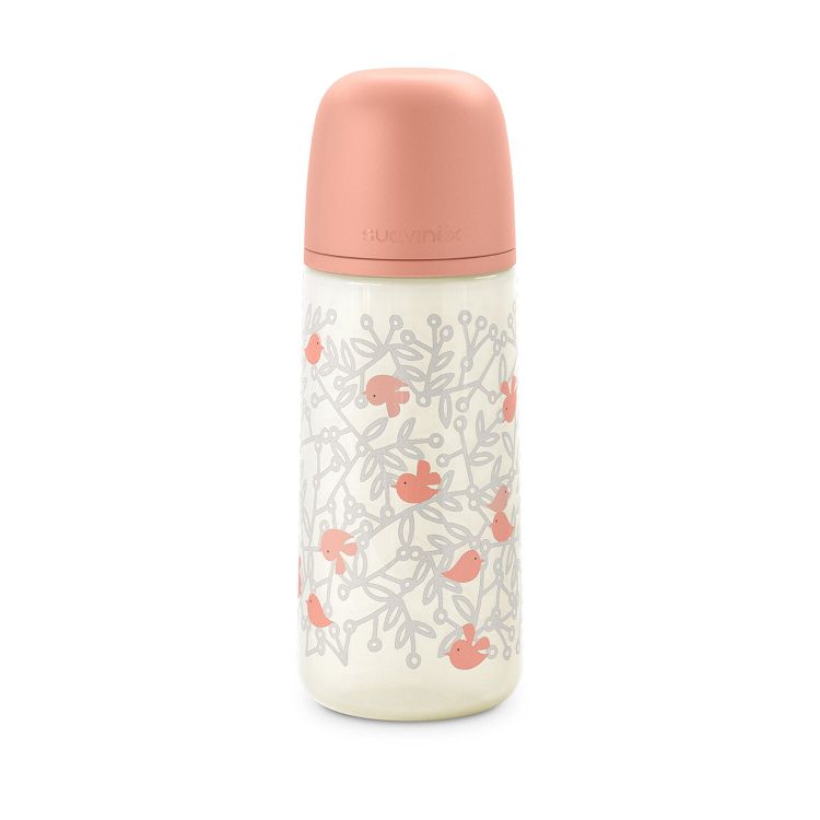 Fles Suavinex, breedhalsfles, 360 ml | Birdies pink