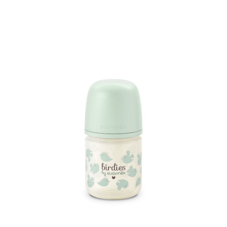 Fles Suavinex, breedhalsfles, 120 ml | Birdies green