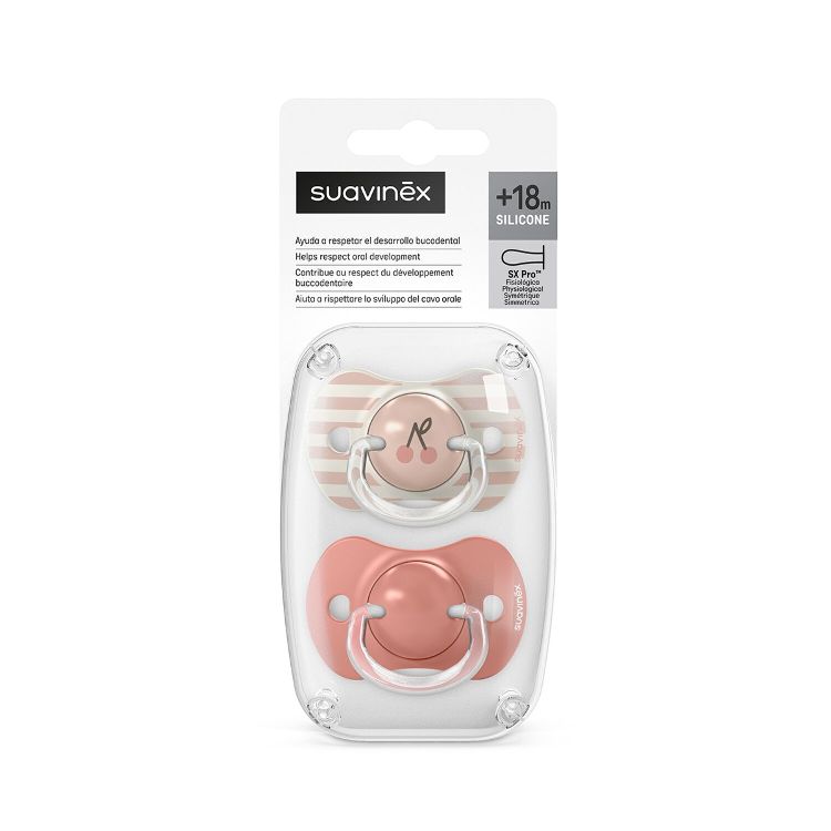 Suavinex Fopspeen Silicone Memories Roze Natural 18mnd (set van 2