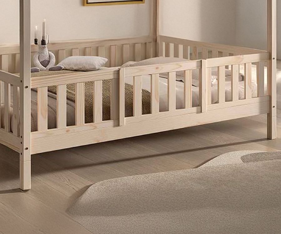 Bedhek Safety Rail, Captain Bed Dallas Natural 90x200/Captain Bed Dallas Natural 140x200, natural voor eenpersoonsbed/tweepersoonsbed Vipack Furniture Kamer bedhek
