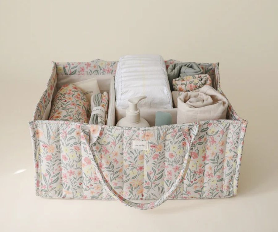Verzorgingsmand Mushie Diaper Caddy, geschikt voor verzorgingstafel/commode/waskussen