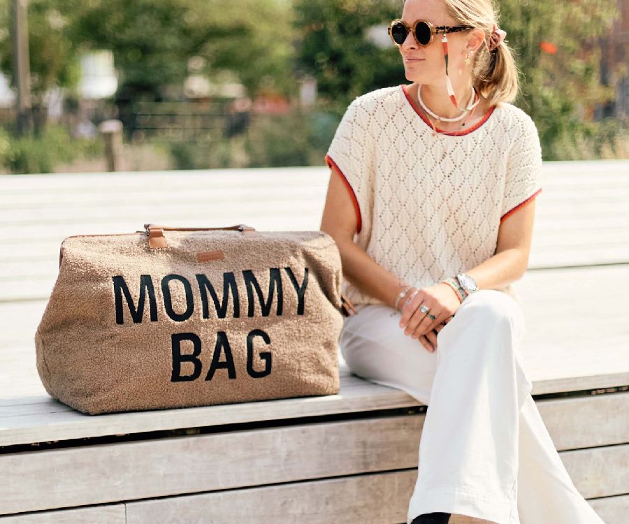 Verzorgingstas Childhome Mommy Bag Teddy, draagtas met luiermat | Teddy soft brown