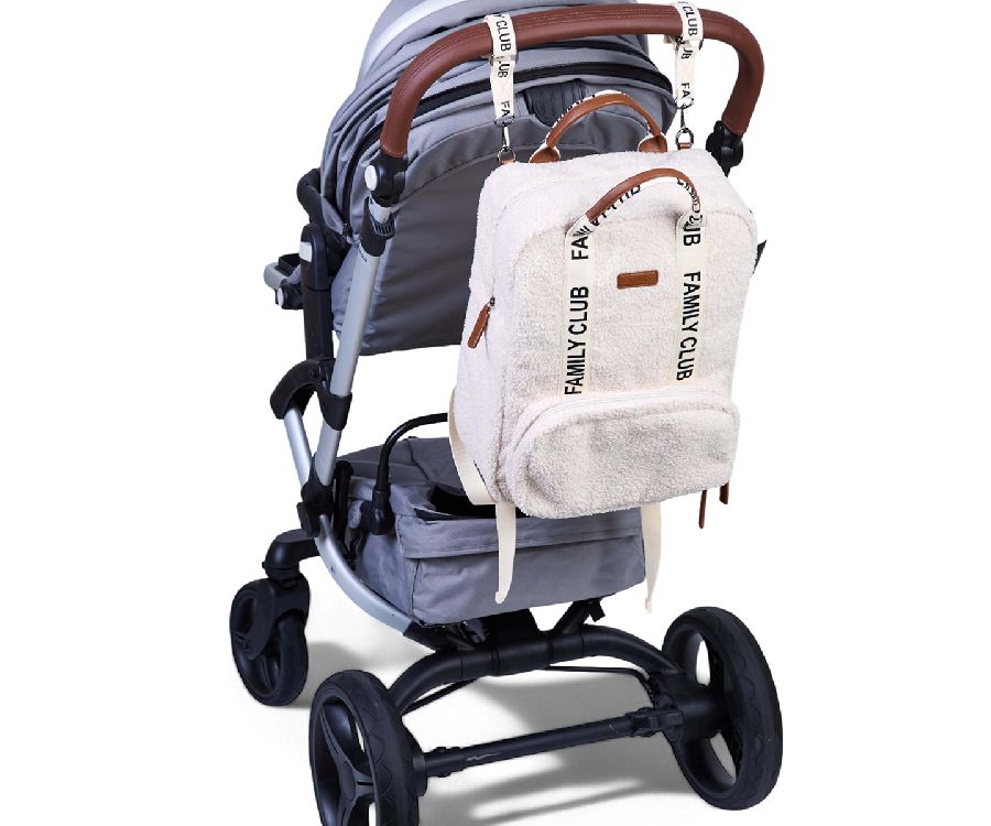Verzorgingstas Childhome Backpack Family Club Signature Teddy, rugzak met luiermat | Signature Teddy ecru