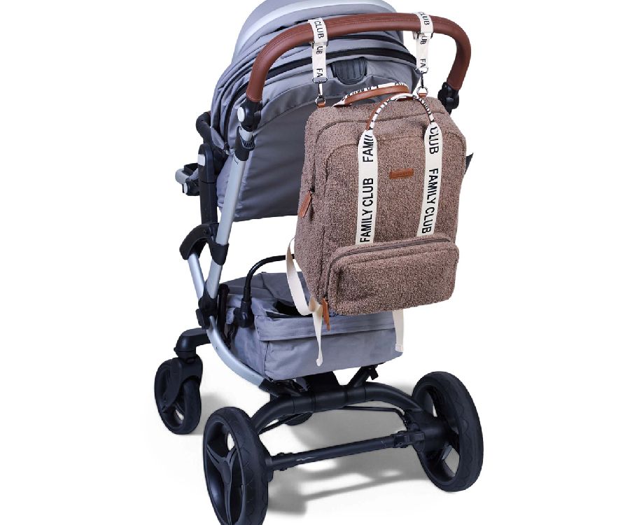 Verzorgingstas Childhome Backpack Family Club Signature Teddy, rugzak met luiermat | Signature Teddy soft brown