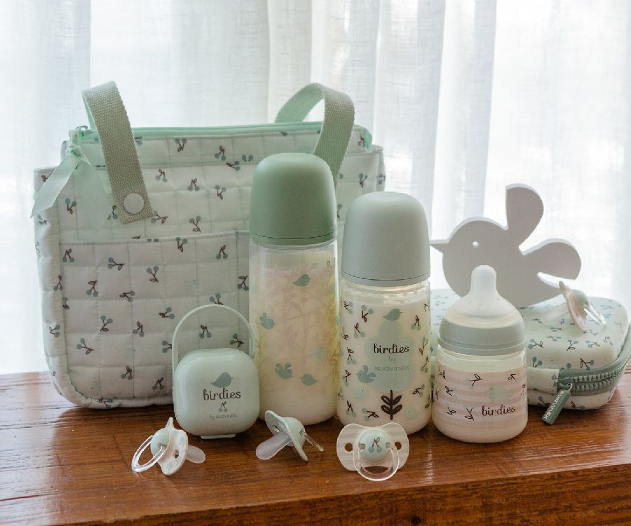 Flesvoeding starterset Suavinex Essential Set | Birdies green