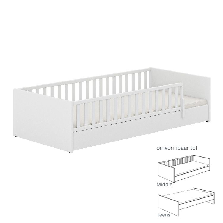 Bed PAIDI, Little Flo chalk white 90x200, eenpersoonsbed
