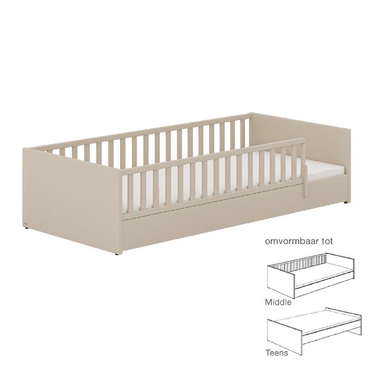 Bed PAIDI, Little Flo cashmere beige 90x200, eenpersoonsbed