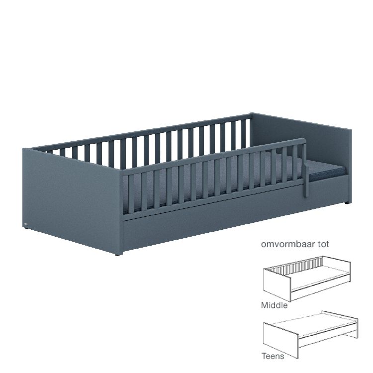 Bed PAIDI, Little Flo matt blue 90x200, eenpersoonsbed