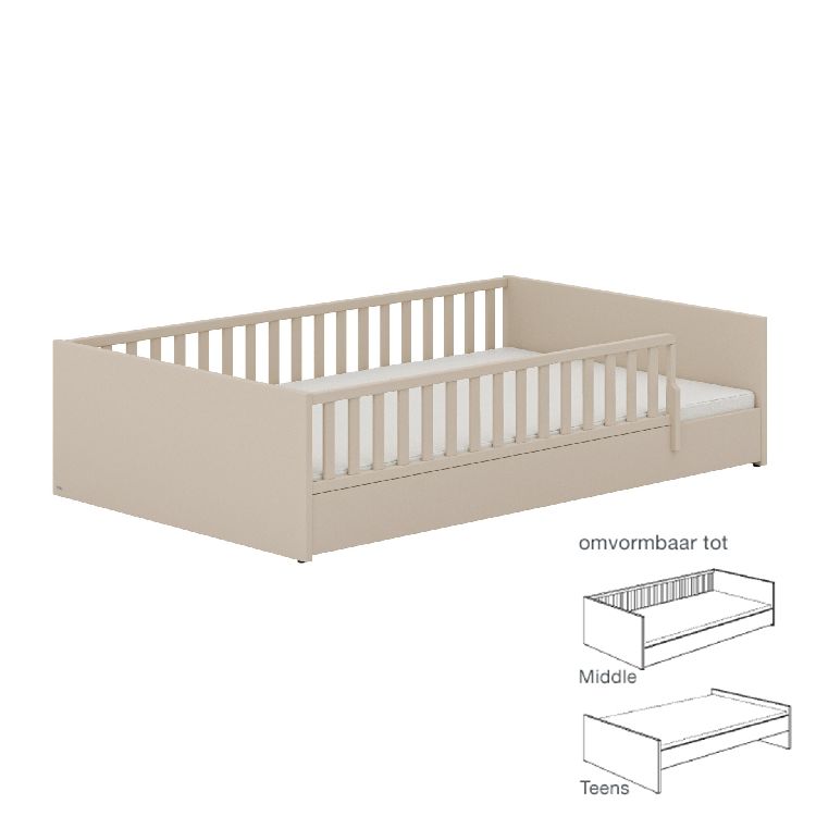 Bed PAIDI, Little Flo cashmere beige 120x200, eenpersoonsbed