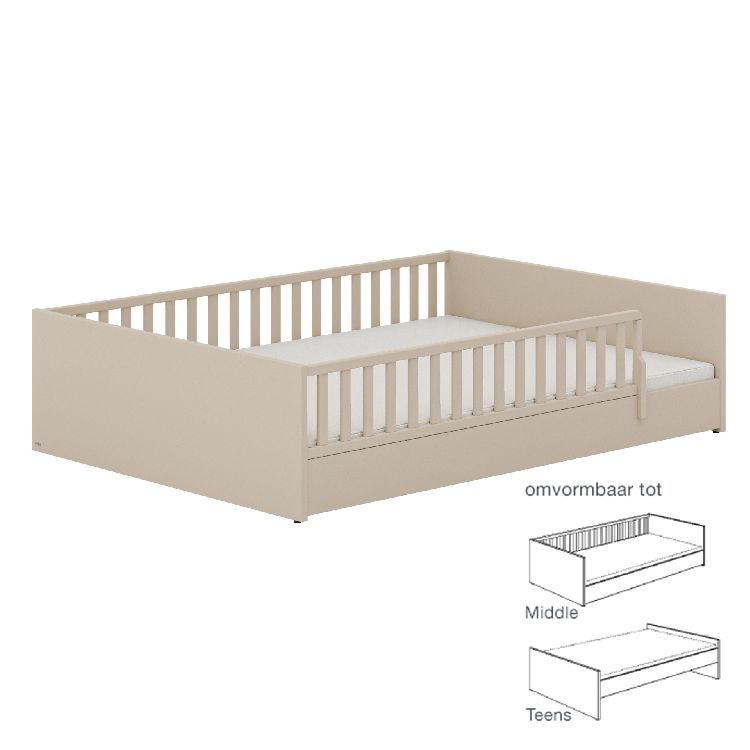Bed PAIDI, Little Flo cashmere beige 140x200, tweepersoonsbed