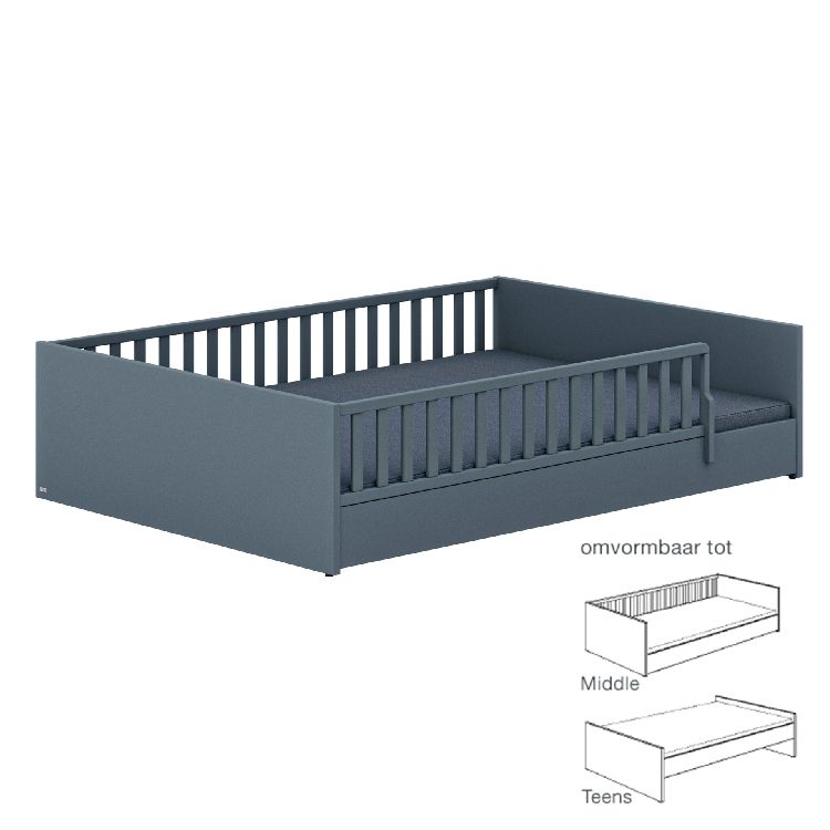 Bed PAIDI, Little Flo matt blue 140x200, tweepersoonsbed
