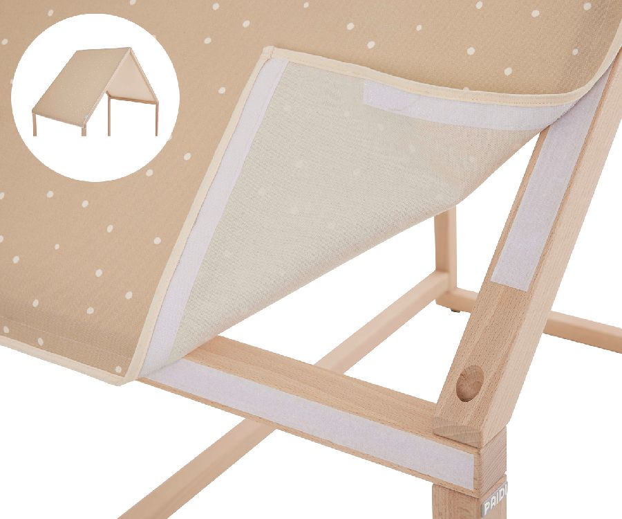 Textiel Little Dottie, Textile roof, Little Paidi house/Vito Mira White 70x140 omvb/Brother Stu 70x140/Hazel 70x140 omvb/Sister Lou 70x140/Enie 70x140 omvb/Cutie-Lea 70x140 omvb/Stiene 70x140 omvb/Jonte 70x140 omvb/Little Snu chalk white 70x140 omvb/Little Snu cashmere beige 70x140 omvb, sleepy sand voor Vito Mira White/Brother Stu/Hazel/Sister Lou/Enie/Cutie-Lea/Stiene/Jonte dak PAIDI/Transland/Yuny by Paidi Kamer textiel