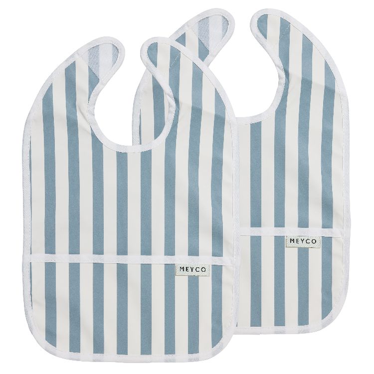 Slabbetje Meyco Baby Slab met opvangbak 2-pack | Jeans Blue