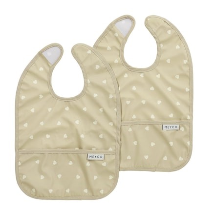 Slabbetje Meyco Baby Slab met opvangbak 2-pack | Sweet Heart sand-soft sand