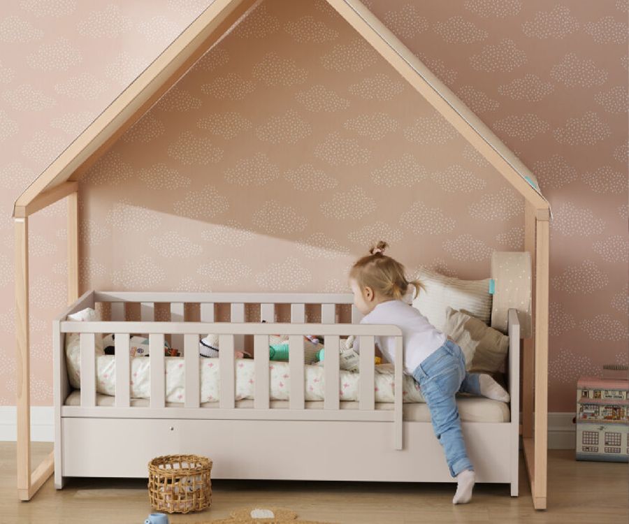 Bed PAIDI, Hazel/Sister Lou/Stiene/Jonte, Little Snu cashmere beige 70x140 omvb, babybed omvormbaar tot juniorbed/babybed omvormbaar tot bedbank