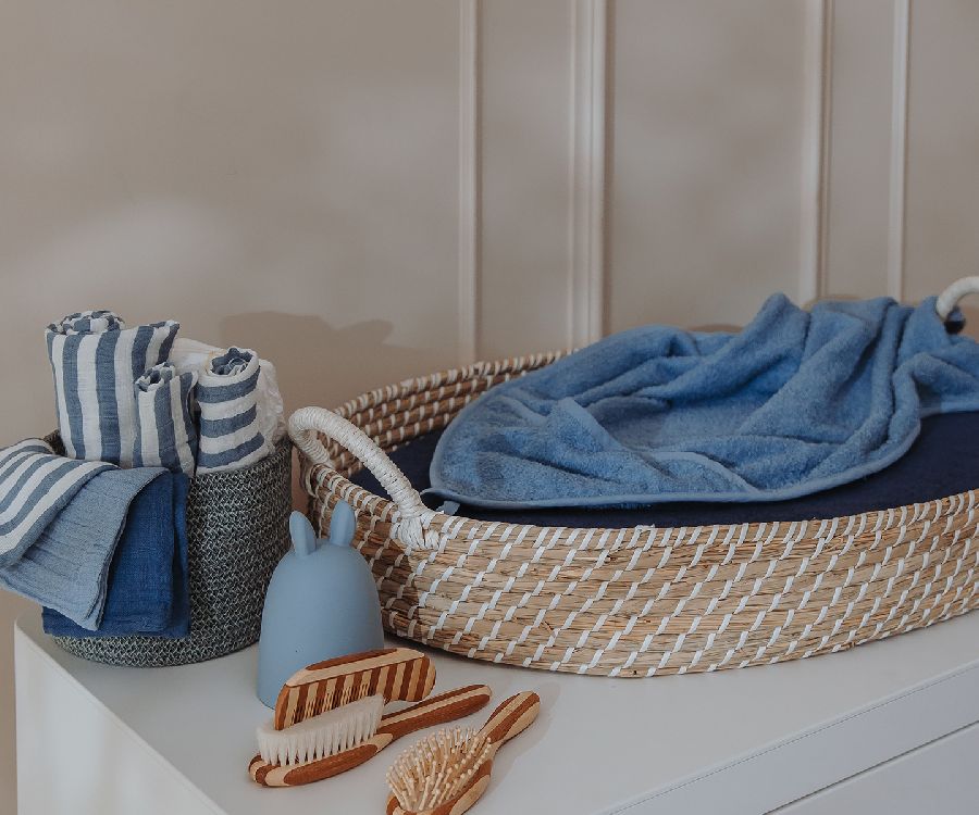 Tetra doek Meyco Baby Pre-washed | Fat Stripe jeans blue