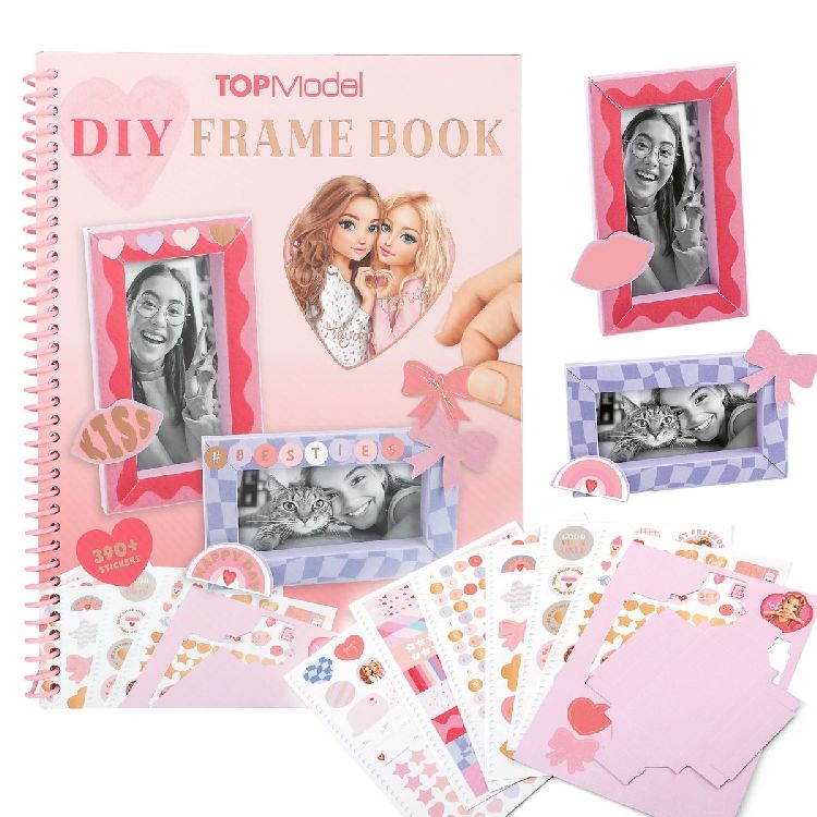 KNUTSELMATERIAAL TopModel, DIY frame book, met 8 voorgesneden fotolijstjes + 6 vel stickers, 1st, CREATIEF SPEELGOED
