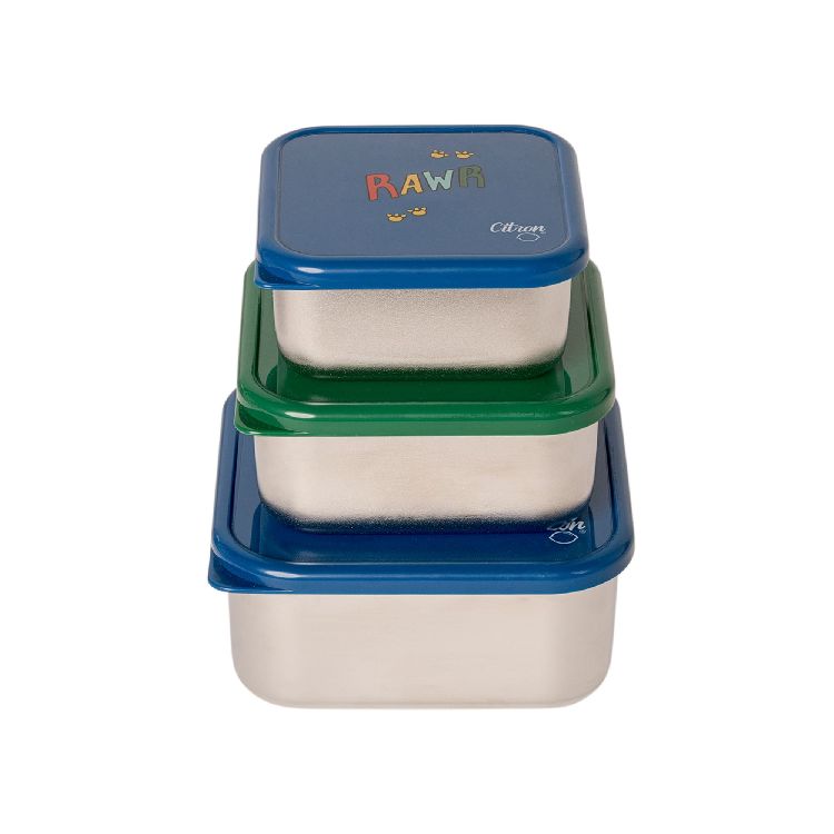 Bewaarpotje Citron Stackable stainless steel lunchbox, 3 stuk(s) | Dino
