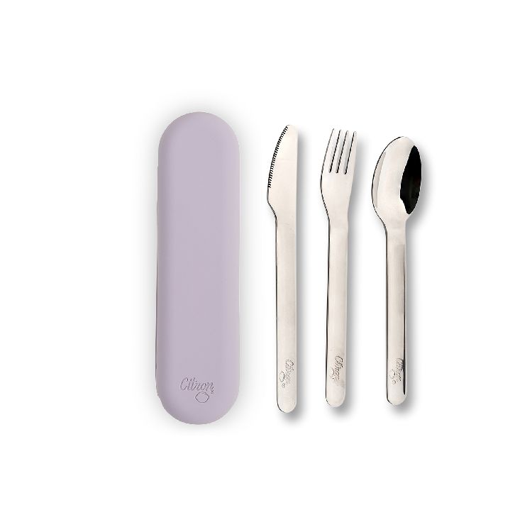 Bestek Citron Cutlery with Silicon Case, lepel/vork/mes | Purple/Mermaid