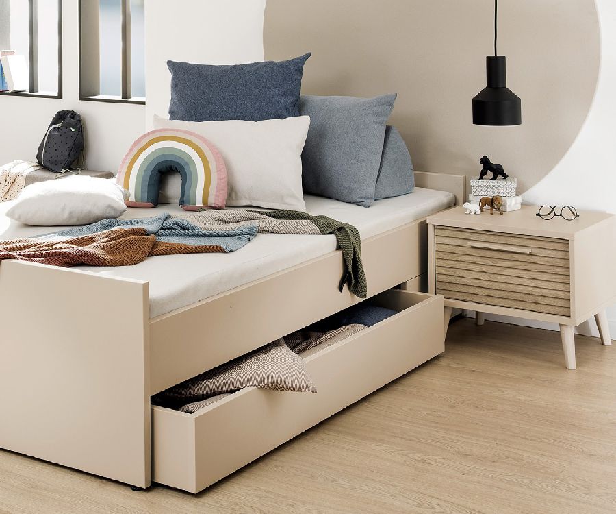 Nachtkastje PAIDI, Eefje Cashmere Beige/Groovy Oak
