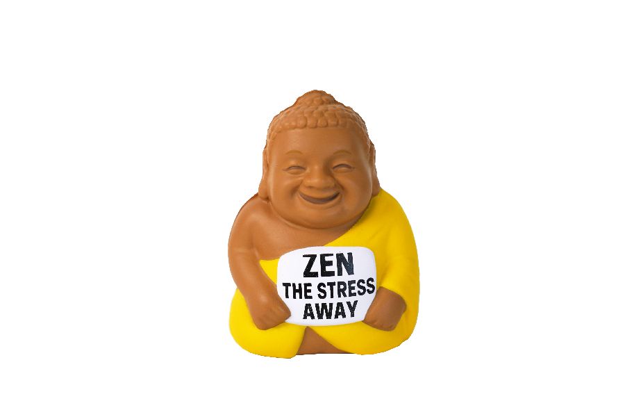 ANTI-STRESS BAL Anti stress Buddha, bruin/geel, PU, 8x7x13cm