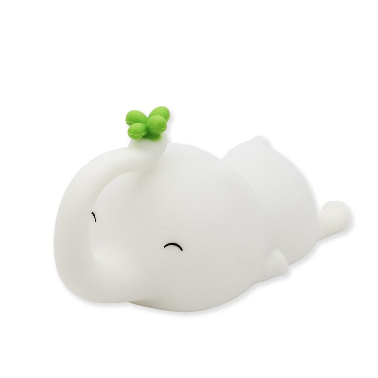 NACHTLAMP DRAADLOOS Elephant Night Light, wit, liggend olifantje, 18x9x9cm, siliconen