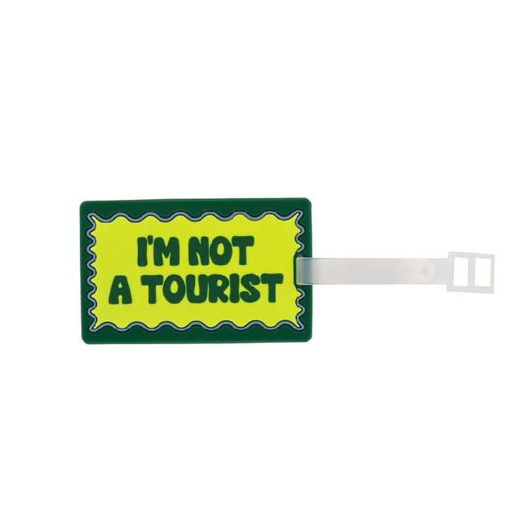 REISARTIKEL bagagelabel, Luggage Tag, I'm not a tourist, groen/geel, 19.8x10x0.05cm, tekst, 1st