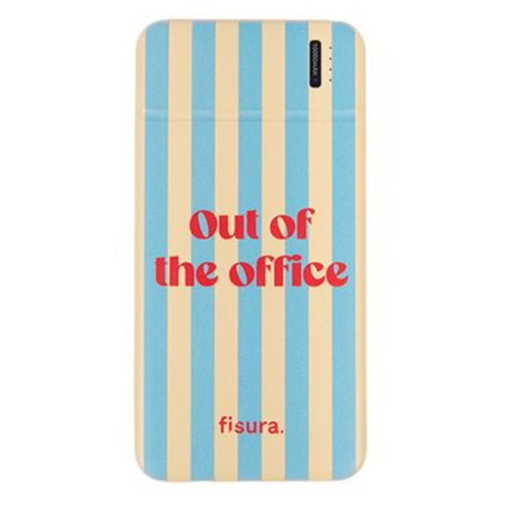 POWERBANK Portable battery, Out of the office, geel/blauw/rood, tekst, 19x9.4x1.8cm, 1st