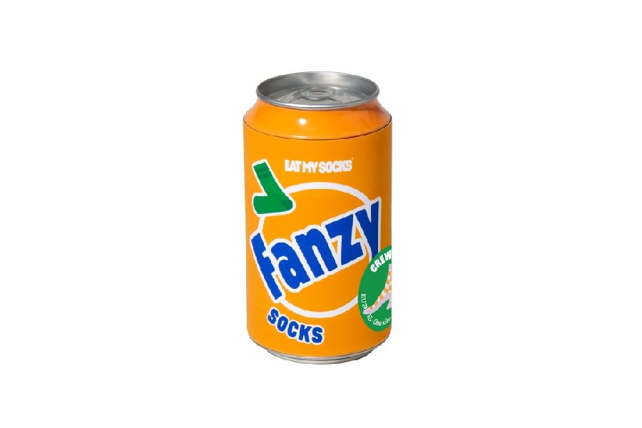 KOUSEN klassiek model, Fanzy, one size, wit/oranje/paars, blik frisdrank, one size fits all, 1 paar