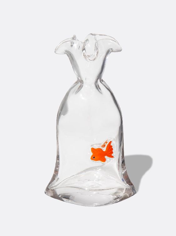 VAAS Doiy, L, Goldfish, transparant, oranje visje in vaas, glas, 13x9x22cm
