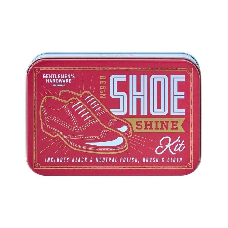 GADGET Gentlemen's Hardware, Shoe Shine Kit In A Tin, blikje met zwarte en neutrale lak, doekje en borsteltje