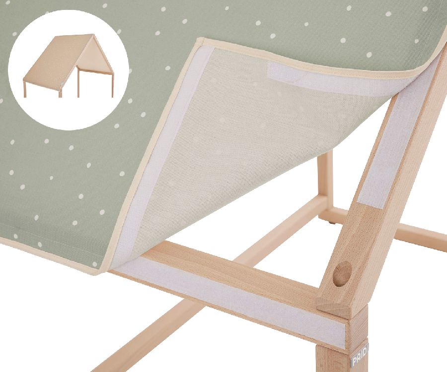 Textiel Little Dottie, Textile roof, Little Paidi house/Vito Mira White 70x140 omvb/Brother Stu 70x140/Hazel 70x140 omvb/Sister Lou 70x140/Enie 70x140 omvb/Cutie-Lea 70x140 omvb/Stiene 70x140 omvb/Jonte 70x140 omvb/Little Snu chalk white 70x140 omvb/Little Snu cashmere beige 70x140 omvb, salbei green voor Vito Mira White/Brother Stu/Hazel/Sister Lou/Enie/Cutie-Lea/Stiene/Jonte dak PAIDI/Transland/Yuny by Paidi Kamer textiel