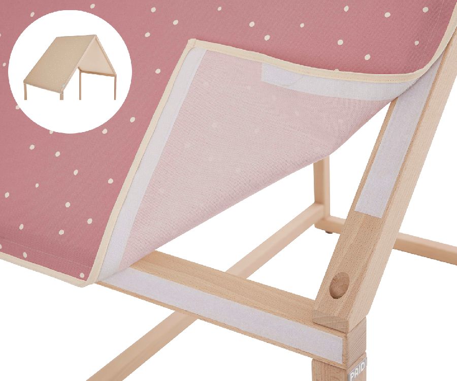 Textiel Little Dottie, Textile roof, Little Paidi house/Vito Mira White 70x140 omvb/Brother Stu 70x140/Hazel 70x140 omvb/Sister Lou 70x140/Enie 70x140 omvb/Cutie-Lea 70x140 omvb/Stiene 70x140 omvb/Jonte 70x140 omvb/Little Snu chalk white 70x140 omvb/Little Snu cashmere beige 70x140 omvb, red berry voor Vito Mira White/Brother Stu/Hazel/Sister Lou/Enie/Cutie-Lea/Stiene/Jonte dak PAIDI/Transland/Yuny by Paidi Kamer textiel