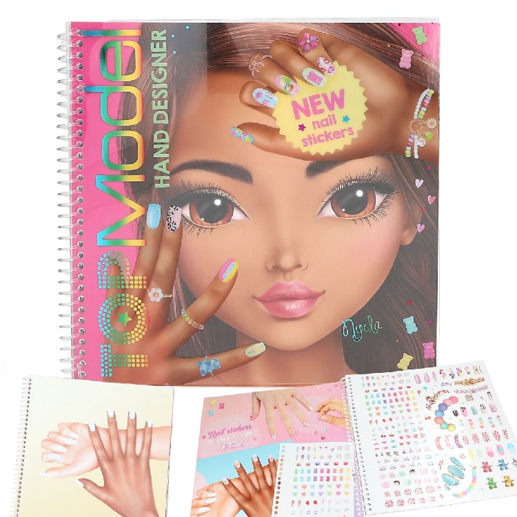 KLEURBOEK TopModel, Create your hand design boek, incl 2 vellen foliestickers + 1 vel nagelstickers