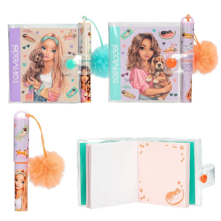 NOTITIEBOEK TopModel, Mini Schrijfblok met pen, Sunny Dog